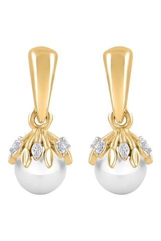 Boucles d'oreilles - Or jaune, diamants et perles de culture d'eau douce