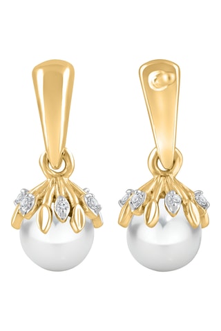 Boucles d'oreilles - Or jaune, diamants et perles de culture d'eau douce