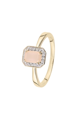 Bague - Or jaune, diamants et opale