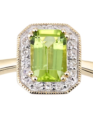 Bague - Or jaune, diamants et péridot