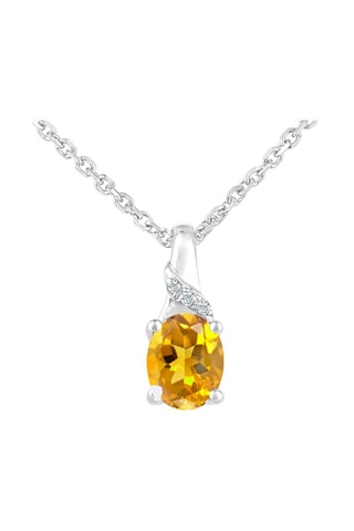Collier - Or blanc, citrine et diamants