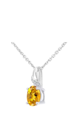 Collier - Or blanc, citrine et diamants