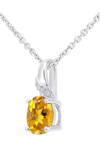 Collier - Or blanc, citrine et diamants