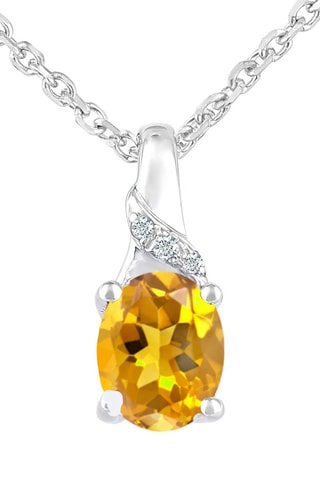 Collier - Or blanc, citrine et diamants