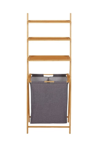 Panier à linge avec étagère en bambou Maya - 57 x 35 x 152 cm