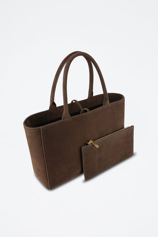 Nubuck Handtas en Clutch Simply Modern - Bruin