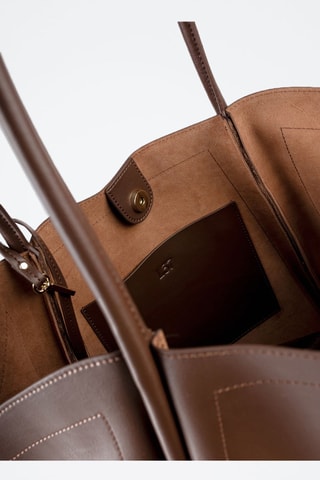 Leren Shopper Big Big World New - Bruin