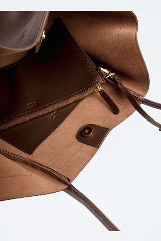 Leren Shopper Big Big World New - Bruin