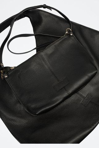 Leren Shopper en Schoudertas Urban Wanderer - Zwart