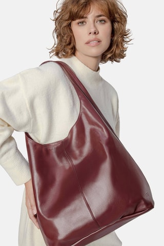 Leren Shopper White Noise - Rood