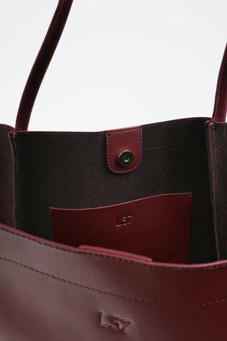 Leren Shopper Big Big World New - Bordeauxrood