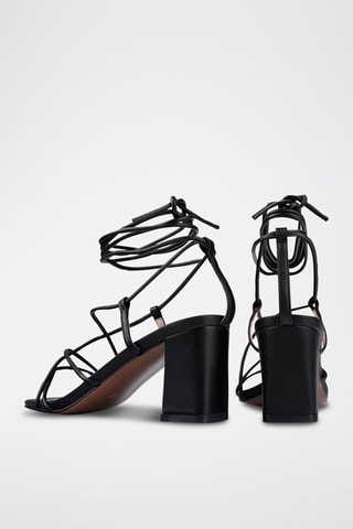 Leren Romeinse Sandalen met Hak Night Fever - Zwart