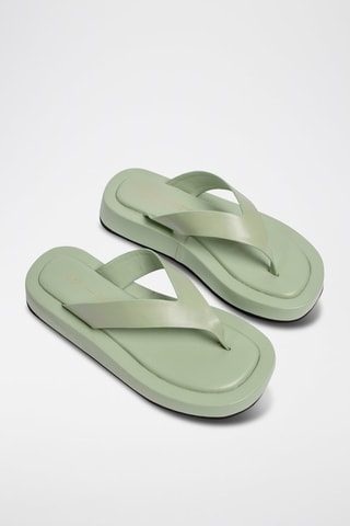 Sandálias com cunha em couro Pump up the Jam - Verde-água