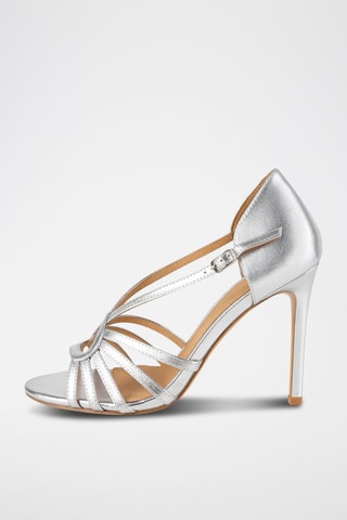 Leren Sandalen met Hak Charlotte - Zilverkleurig