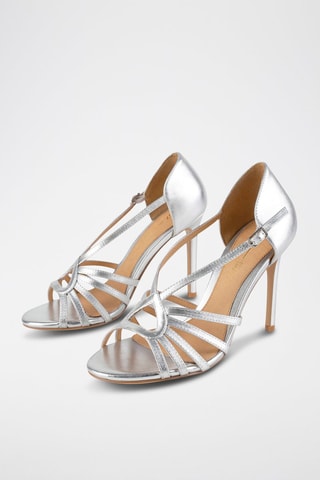 Leren Sandalen met Hak Charlotte - Zilverkleurig