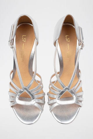 Leren Sandalen met Hak Charlotte - Zilverkleurig