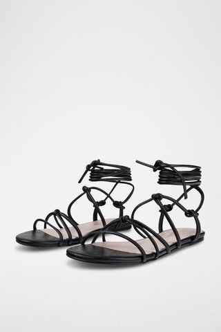 Leren Romeinse Sandalen Rendez-vous at Sunset - Zwart