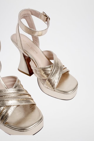 Leren Sandalen met Hak To Late to Say Goodbye - Goudkleurig 