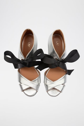 Leren Sandalen met Hak Movie Star - Zilverkleurig