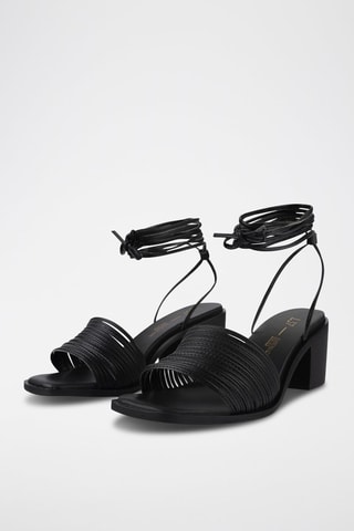 Leren Sandalen met Hak Look My Way - Zwart