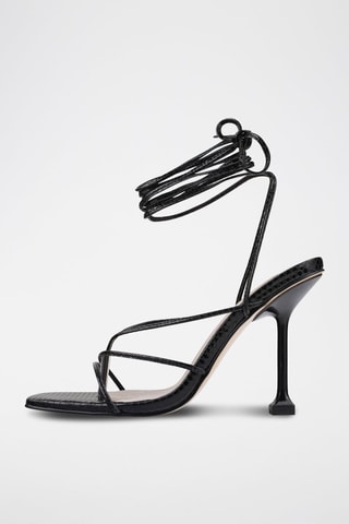 Leren Romeinse Sandalen met Hak Caliente - Zwart