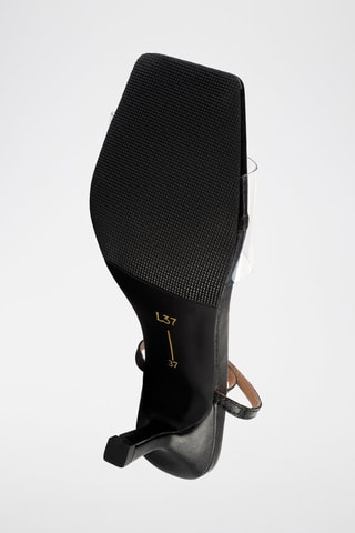 Sandálias de salto em couro Heartbeat - Preto e branco