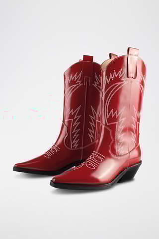 Leren Enkellaarzen Holly Leaves - Rood