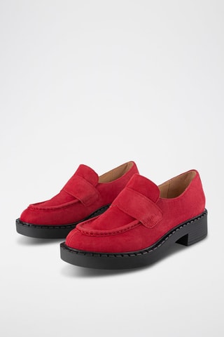 Nubuck Mocassins met Hak Here With You - Rood 