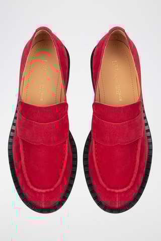 Nubuck Mocassins met Hak Here With You - Rood 