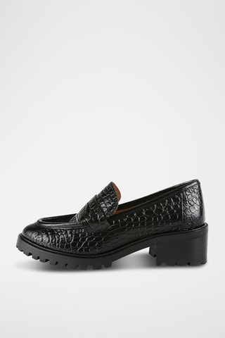 Mocassins de salto em couro Almost Famous - Preto