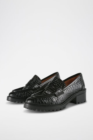 Mocassins de salto em couro Almost Famous - Preto