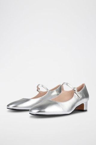 Babies de salto em couro Fall in Love - Prateado