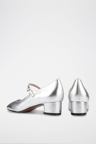 Babies de salto em couro Fall in Love - Prateado