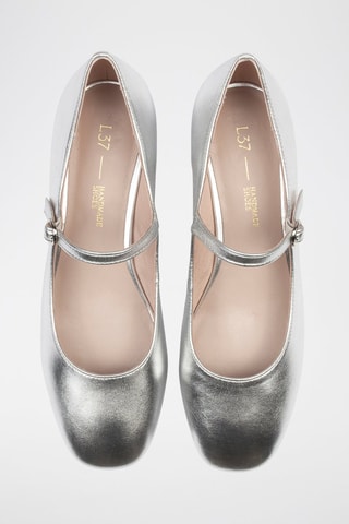 Babies de salto em couro Fall in Love - Prateado