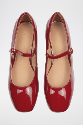 Babies de salto em couro envernizados Fall in Love - Vermelho