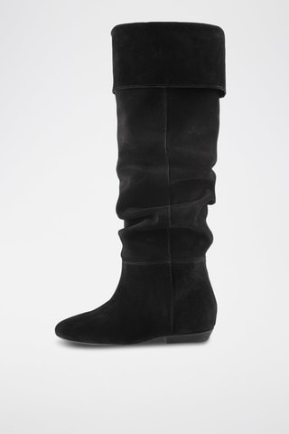 Botas acima do joelho em nobuck Mixed Feelings - Preto