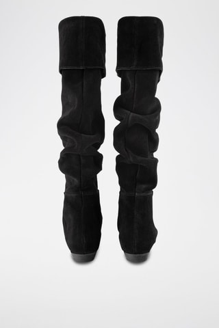 Botas acima do joelho em nobuck Mixed Feelings - Preto