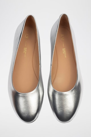 Leren Ballerina’s Baby Come On - Zilverkleurig