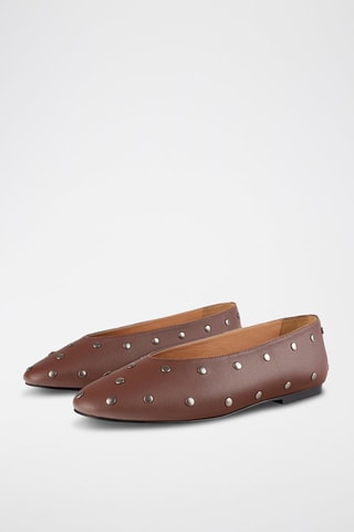 Leren Ballerina's Multiply - Bruin