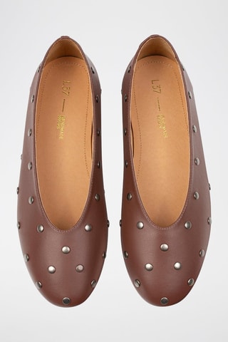 Leren Ballerina's Multiply - Bruin