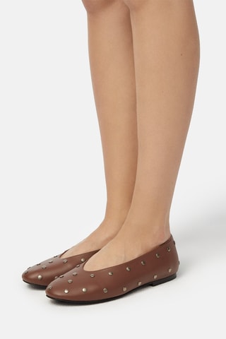 Leren Ballerina's Multiply - Bruin