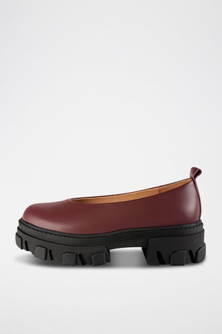 Leren Platform Ballerina's Straight Up - Bordeauxrood