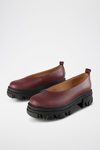 Leren Platform Ballerina's Straight Up - Bordeauxrood