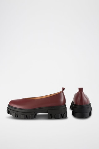 Leren Platform Ballerina's Straight Up - Bordeauxrood