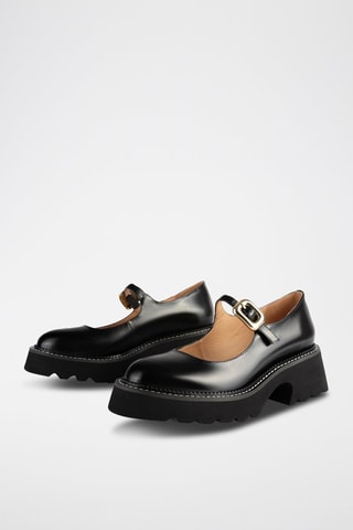 Babies de salto em couro Four Seasons - Preto