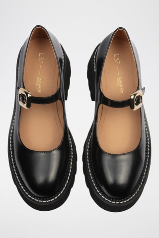 Babies de salto em couro Four Seasons - Preto