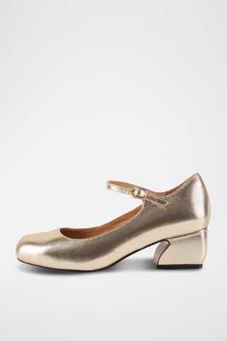 Babies de salto de couro Hear me Out - Dourado