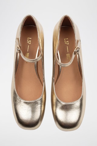 Babies de salto de couro Hear me Out - Dourado