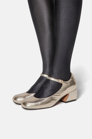 Babies de salto de couro Hear me Out - Dourado