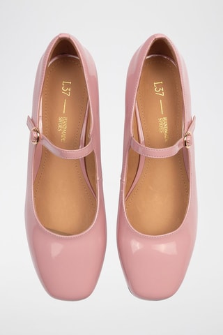 Babies de salto de couro envernizado Fall in Love - Rosa